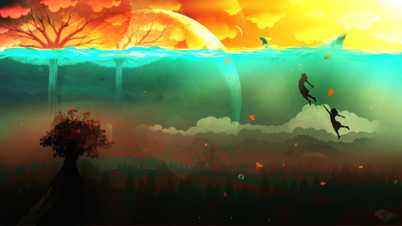 transparent, invertebrate, glass - material, women, golden, night, tree, animal wildlife, sea, underwater, 2K, sky, vector, leaves, flying, forest, october