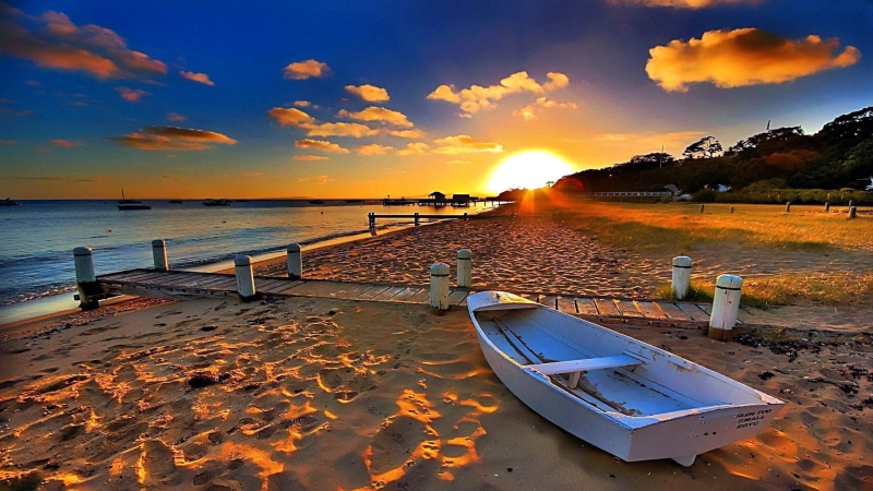 sunray, water, sunset, shore, cloud, horizon, 1080P, coast, australia, ocean, evening, sky, beach, sea