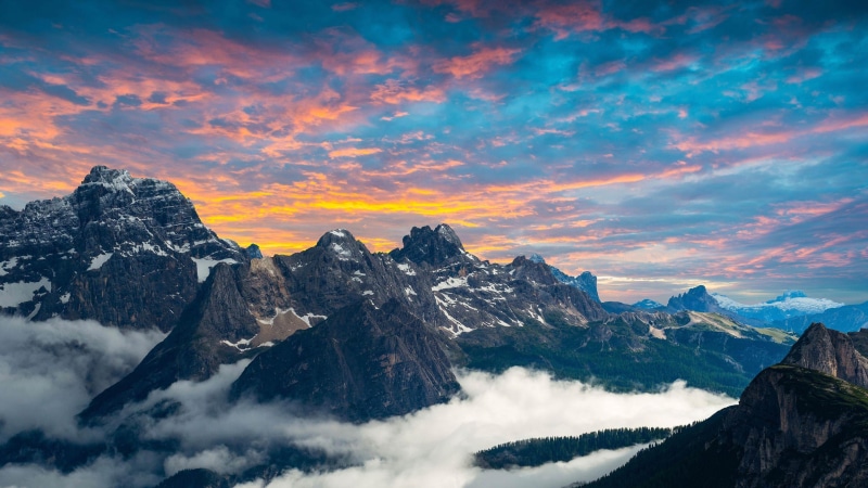 morning, bolzano, dolomites, mountain, sky, 4K, mountains, summit, ridge, mount scenery, drei zinnen, cloud, dawn, atmosphere, tyrol, italy, tre cime natural park