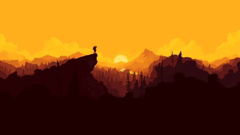 video games, dom, yellow, artwork, Video Game Art, Firewatch, 1080P, Olly Moss