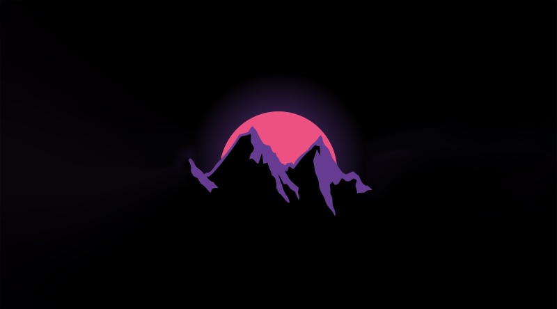Artistic, Minimalism, digitalart, Aero, blackbackground, Peaks, 4K, Sunset, Night, Simple, background, Mountain, Vector Art, cartoon