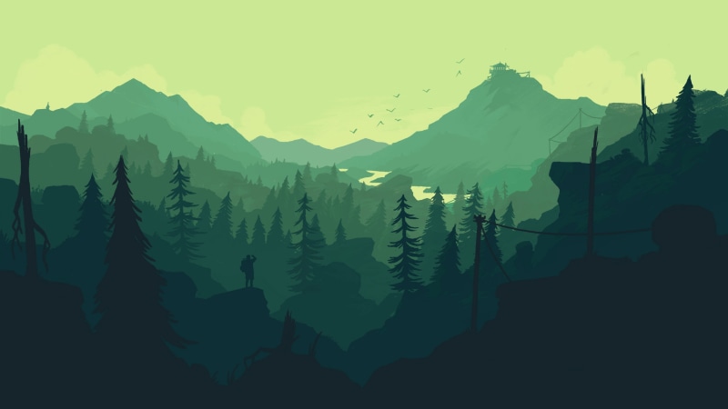 video games, nature, river, 4K, Firewatch, digital art, artwork, landscape, trees