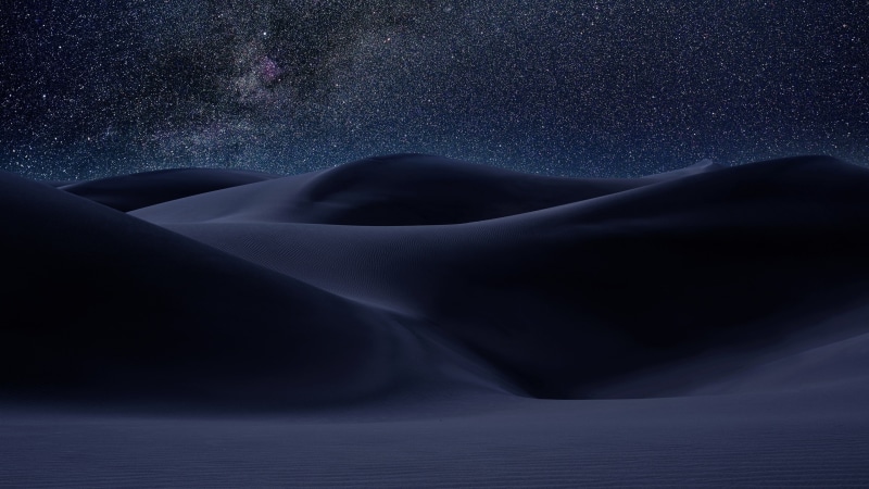 night, desert, dunes, 4K, landscape, starry sky, midnight, sky, milky way, starry night, stars, darkness