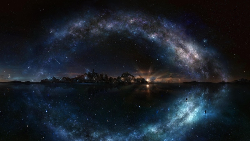photoshop, darkness, milky way, galaxy, fantasy art, starry night, space, starry sky, reflection, astronomy, sky, atmosphere, stars, night sky, 4K, night