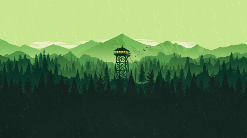 1080P, Firewatch, video game art, simple, minimalism