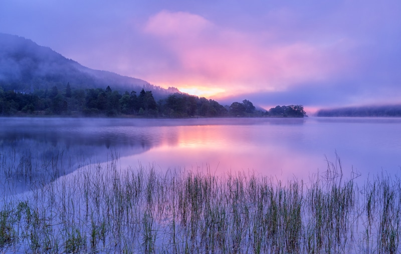 silhouette, golden, tree, tranquil Scene, hour, cloud - Sky, Trossachs, loch, sky, Landscape, achray, scenics, reflections, blue, golden hour, water, Loch Achray
