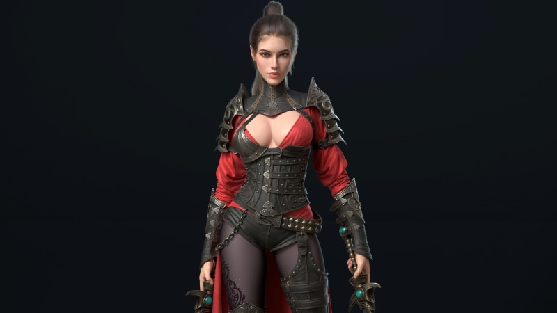 cleavage, warrior, sword, digital art, fantasy girl, 1080P, women
