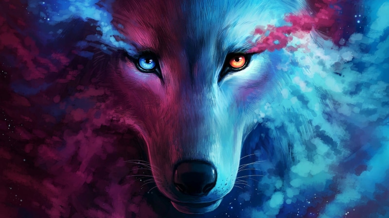 wolf, wild animal, 1080P, eyes, art, fantasy art