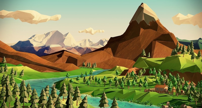 digital art, group of people, men, women, green, environment, real people, flag, outdoors, large group of people, near, green color, fantasy art, sky, low poly