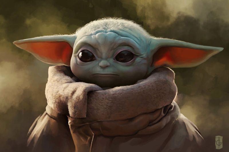 Star Wars, artwork, Baby Yoda, 1080P, The Mandalorian