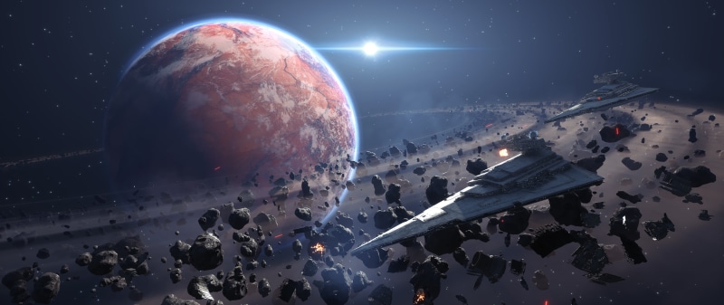 cloud - sky, video games, architecture, moon, Star Wars: Battlefront, star - space, Star Destroyer, cold temperature, outdoors, people, Star Wars, illuminated
