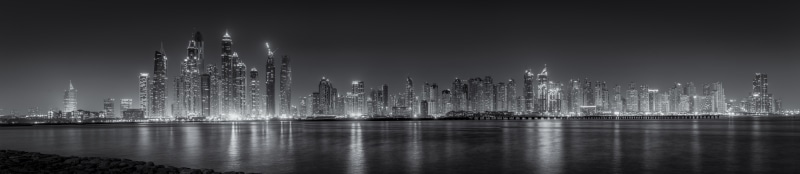 skyscrapers, urban Skyline, BandW, high, body, downtown District, building, body of water, photography, gray scale, Black  Black, city, built Structure