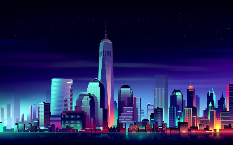 backgrounds, no people, New York City, illustration, town, street, landscape, time, building, building Exterior, river, tall - High, skyscraper, financial District