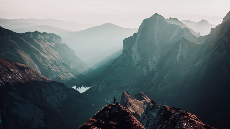 hiking, rock - Object, journey, sunset, nature, tranquil scene, mountain, famous Place, scenics - nature, scenics, peak, physical geography, tranquility