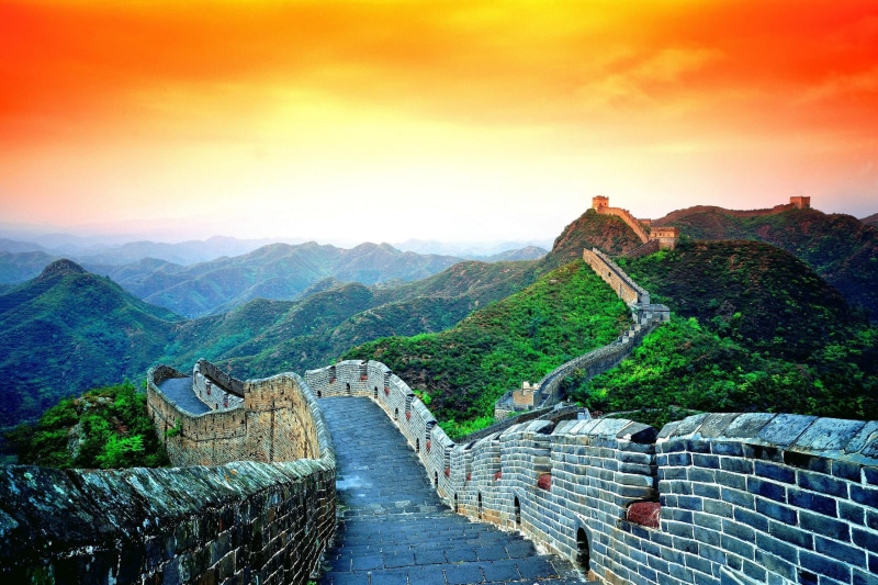 history, built structure, staircase, sunset, archaeology, scenics - nature, Great Wall of China, nature, great, building exterior, ancient, city, the past