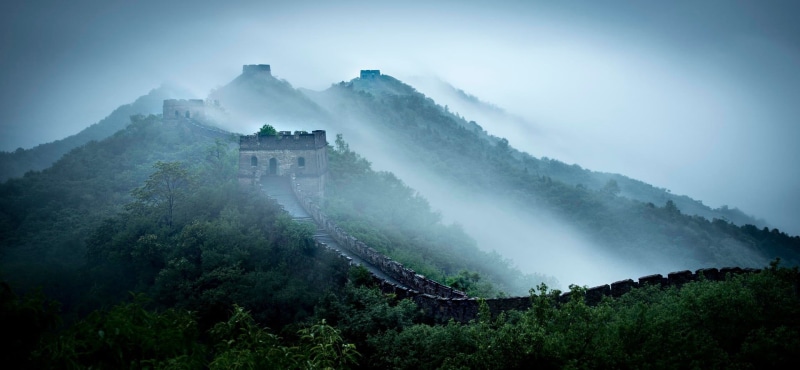 sky, ancient civilization, China, travel destinations, mist, mountains, plant, history, great, Great Wall of China, tree, 1080P, architecture, fog, built structure