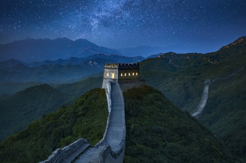 outdoors, building exterior, ancient civilization, sky, history, ancient, China, landscape, mountain range, architecture, nature, city, built structure