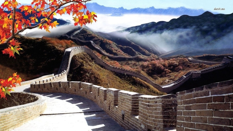 Great Wall of China, travel, day, nature, stone wall, built structure, outdoors, tree, scenics - nature, travel destinations, plant, 720P, cloud - sky