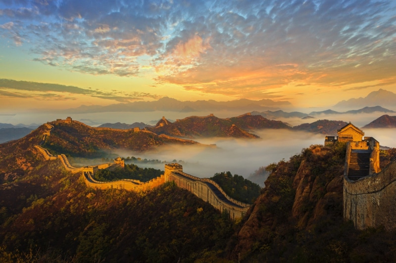 mountains, Great Wall of China, old building, hills, 1080P, landscape, fort