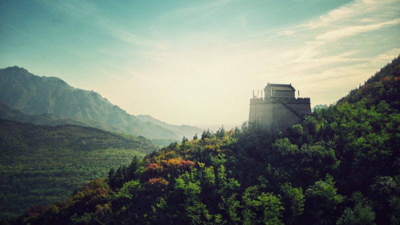 China, building, Great Wall of China, concrete, grey, 1080P, forest