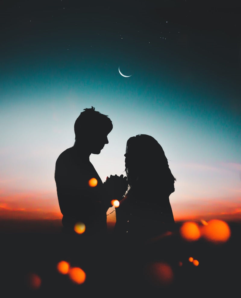 man, woman, moon, romance, two people, affection, real people, dark, scenery, couple, photography, leisure activity, couple - relationship, bonding, dawn