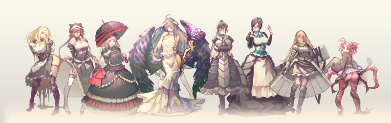 silver colored, panoramic, multi colored, white background, fashion, Albedo (OverLord), character, studio shot, variation, high heels, celebration
