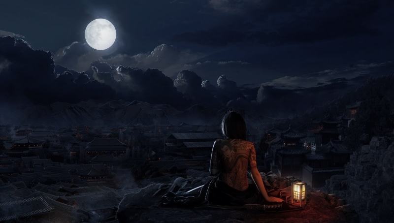 old, skull, bonfire, sitting, woman, praying, men, fire - Natural Phenomenon, religion, real people, asia, digital, people, anime, fantasy art