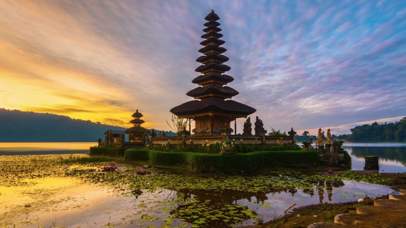 clouds, trees, brown, pointed, cloud - sky, landscape, water, nature, belief, no people, travel, sky, spirituality, travel destinations, Indonesia, architecture