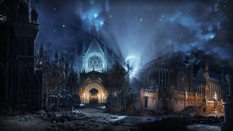 4K, castle, no people, history, night, gray, building, place of worship, outdoors, architecture, sky, illuminated, the past, Dark Souls III, video games