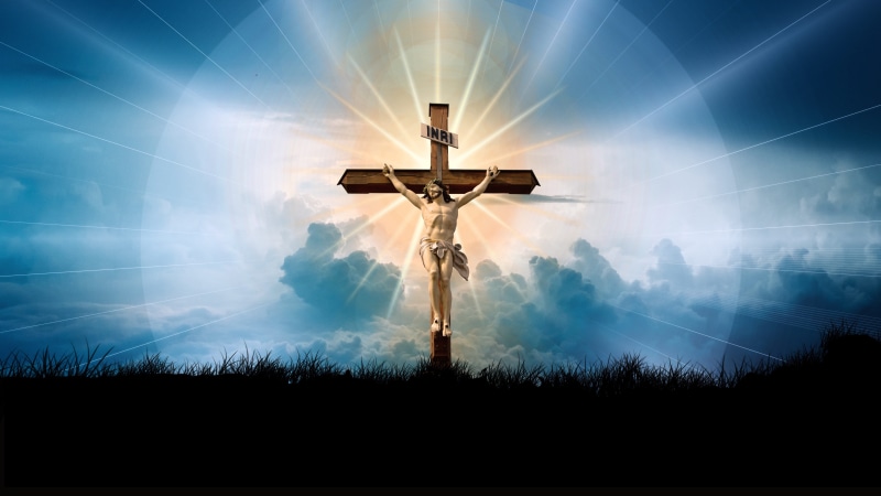 easter, clouds, sunlight, 4K, bright, nature, sun, crucifixion, christianity, religion, church, jesus, sunbeam, cloud - sky, silhouette, lens flare, light beam