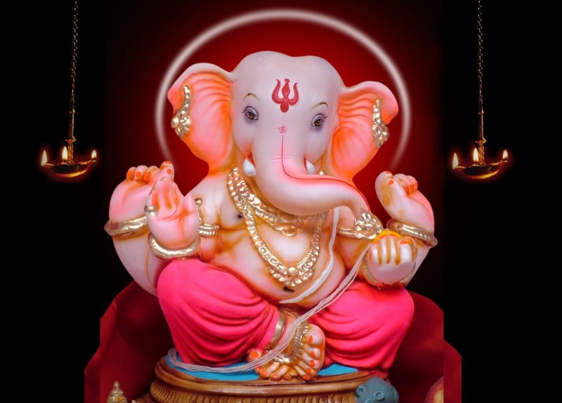 Lord Ganesha, idol, no people, luxury, human representation, spirituality, indoors, close-up, necklace, God, jewelry, bappa, 720P, religion, representation