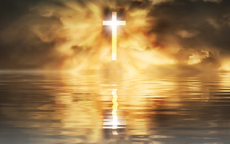 christian, scenics - nature, jesus, easter, waterfront, outdoors, motion, lighting equipment, pray, reflection, resurrection, cloud - sky, light - natural phenomenon