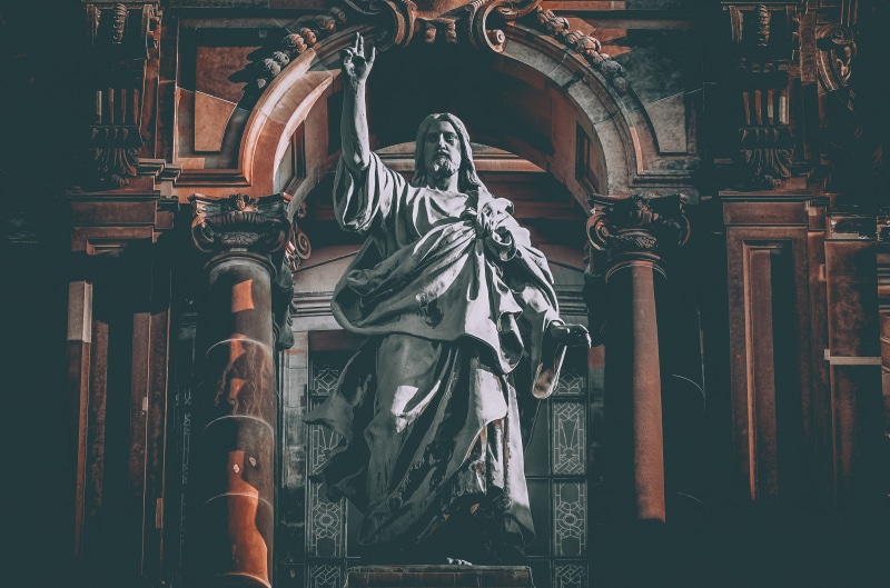 clinic, building, christianity, sculpture, male, architectural column, statue, faith, art, figure, belief, female likeness, jesus christ, jesus, creativity