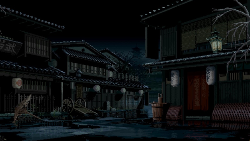 illuminated, pixelated, Asian architecture, place of worship, courtyard, 1080P, sky, pixel art, pixels, low angle view, illustration, history, street