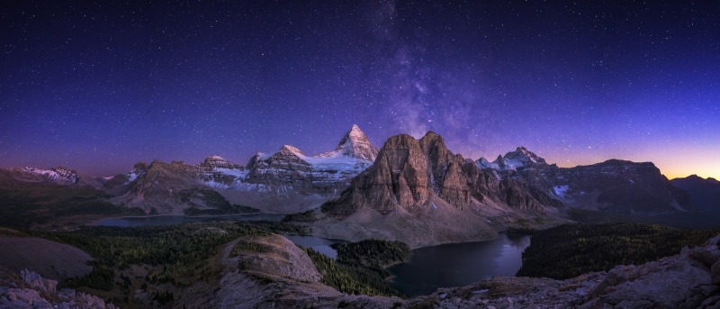 snow, space, no people, galaxy, lake, night, outdoors, mountain, winter, snowcapped mountain, moonlight, panoramas, mountains, mountain range, landscape