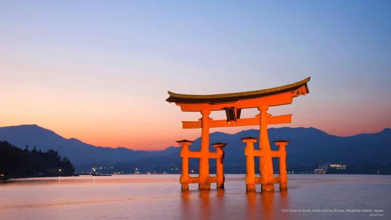 2K, Asia, japan, itsukushima, island, torii, miyajima, shrine, gate, dusk