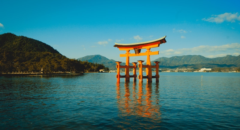 itsukushima, water, sanctuary, torii, travel destinations, hiroshima, nature, scenics - nature, belief, shrine, waterfront, architecture, temple, japan