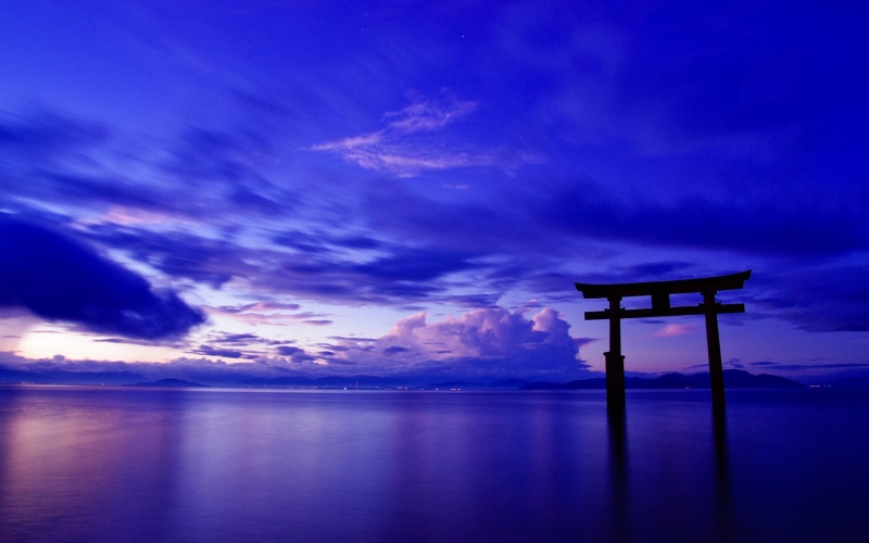 itsokushima, Japan, torii, Dusk, Gate, Ocean, shrine, Clouds, Sky, 1080P