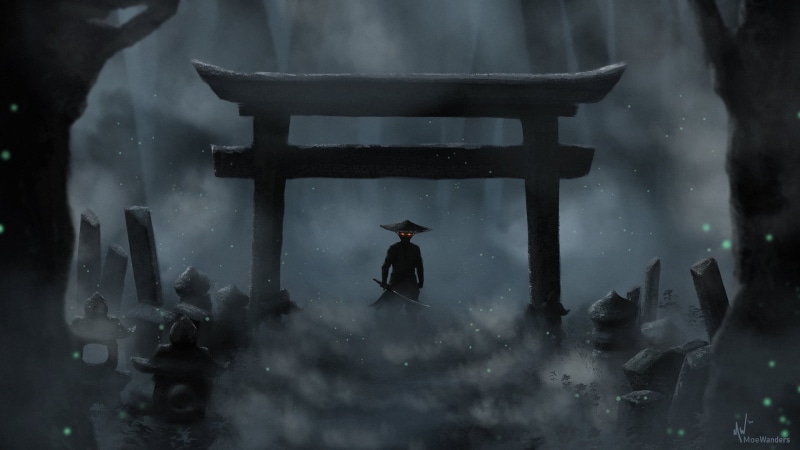 Ghost of Tsushima, Jin Sakai, video game art, 1080P, torii, Momo