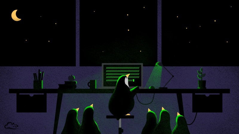 Tux, people, neon, desk, arts culture and entertainment, illustration, domestic room, 2K, night, digitalocean, artwork, penguins, silhouette, near, green color