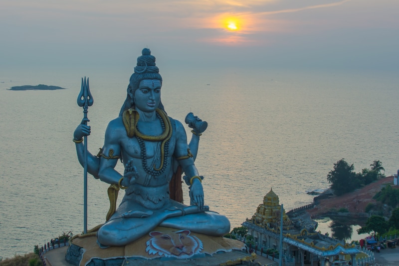4K, lord, hindu, nature, human representation, religion, deity, no people, sea, creativity, built structure, water, god, representation, sunset, statue