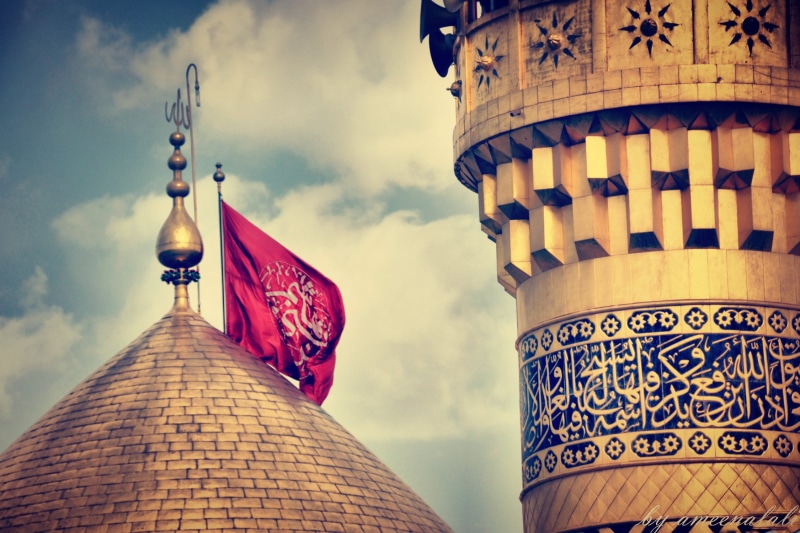 sky, tourism, cloud - sky, tower, brown, Imam Hussain, religion, skyscraper, white, outdoors, belief, low angle view, architectural column, travel, 1080P