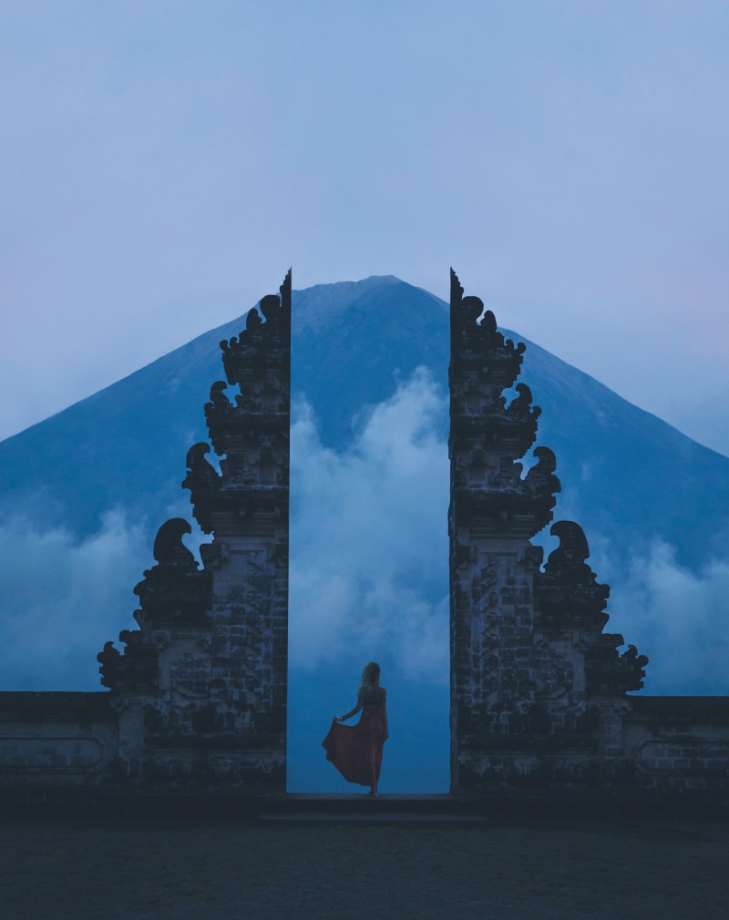 alone, religion, solitude, dusk, girl, architecture, nature, adult, built structure, building, place of worship, indonesia, the past, women, travel destinations