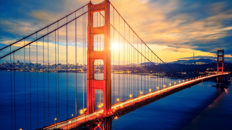 built structure, bridge, San Francisco, reflection, bridge - man made structure, sky, gate, london, engineering, connection, golden, suspension bridge