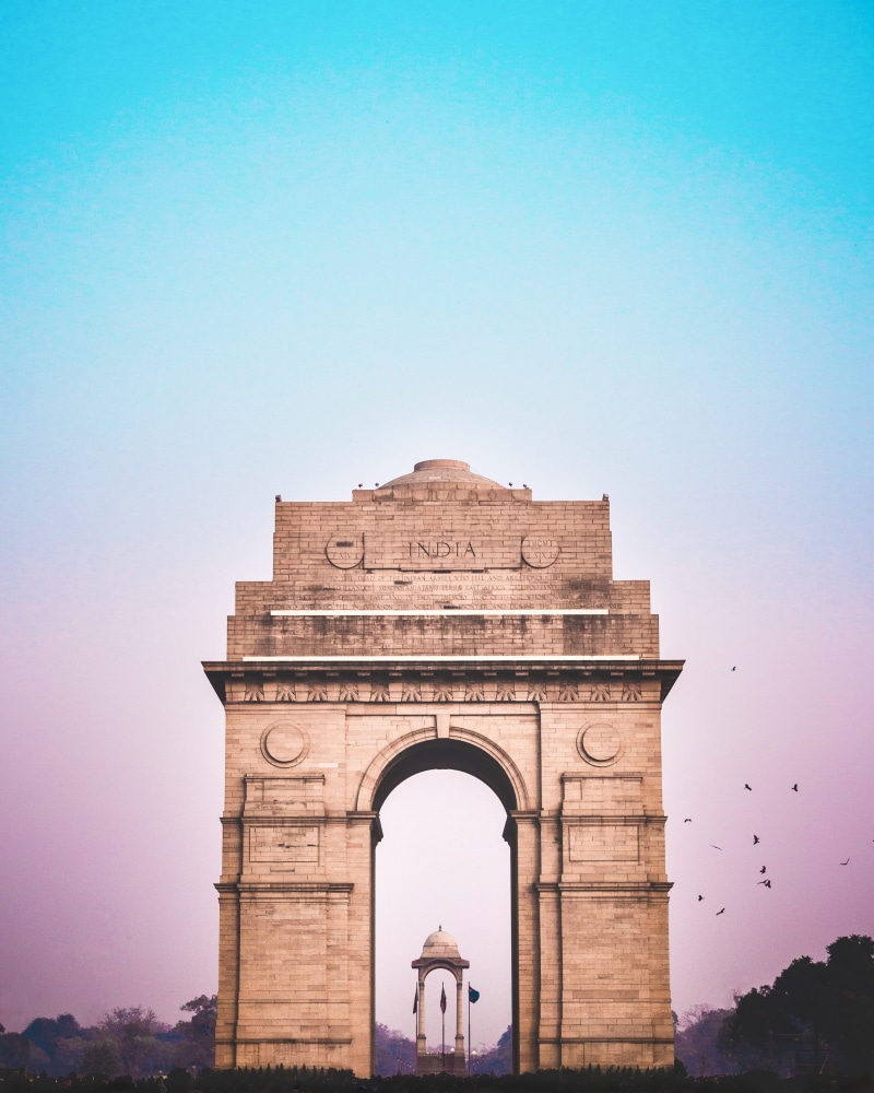 triumphal arch, copy space, 4K, travel destinations, gate, monument, india, street, indiagate, building exterior, the past, clear sky, travel, city, arch