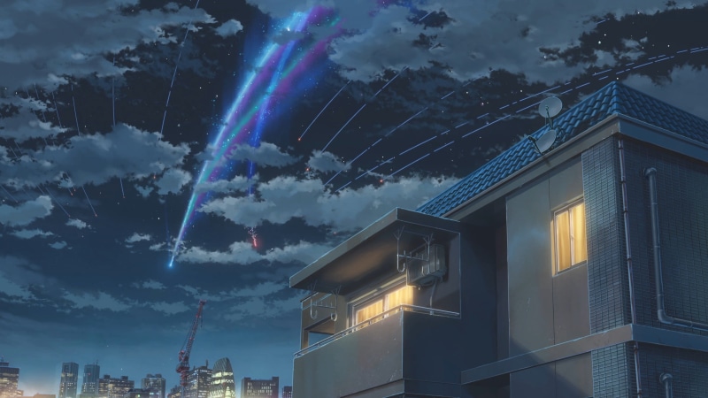 Kimi no Na Wa, night, 4K, lighting equipment, skyscraper, dusk, cloud - sky, no people, residential district, built structure, nature, office, gray, Makoto Shinkai 