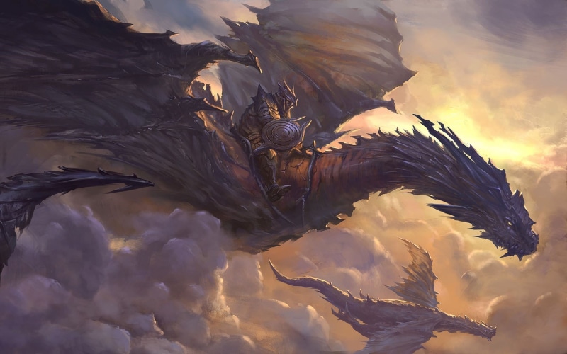 outdoors, concept art, animals in the wild, animal themes, vertebrate, riding, animal wildlife, nature, fantasy art, bird of prey, motion, spread wings