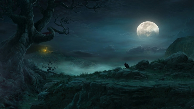 1080P, land, one person, moonlight, rock - object, fantasy art, solid, astronomy, Diablo, tree, space, rock, Diablo III, video games, star - space