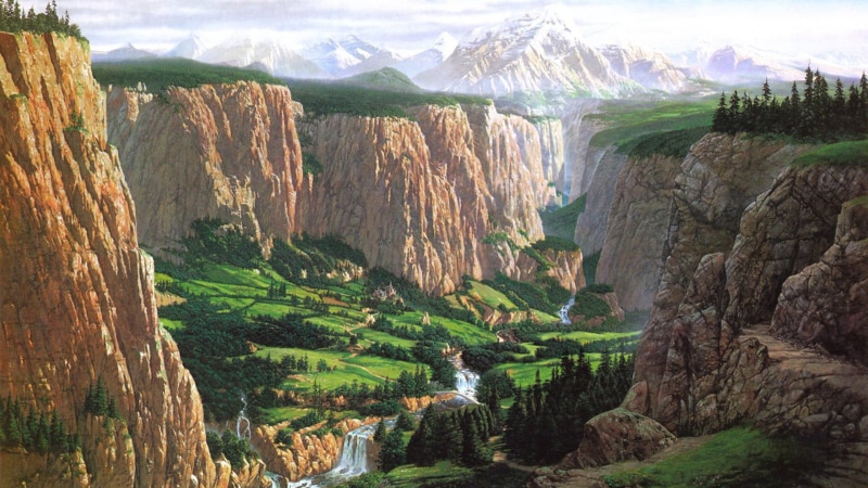 rock, travel Destinations, 1080P, J. R. R. Tolkien, hiking, water, nature, plant, tourism, valley, surrounded, ravine, park - Man Made Space, lake, national Park