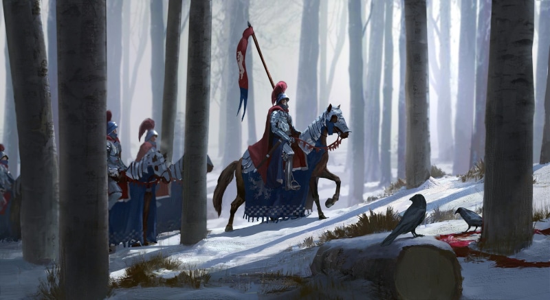 fantasy art, people, cold temperature, pets, domestic animals, snow, animal wildlife, silver, day, illustration, crow, winter, horse, artwork, domestic